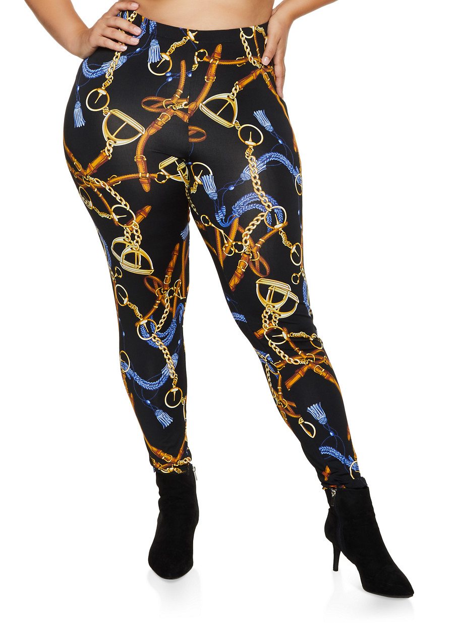 Plus Size Status Print Leggings