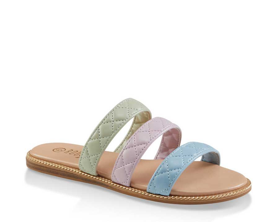 Quilted Triple Band Slide Sandals