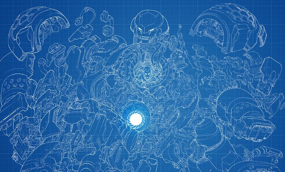 Hulkbuster Blueprint Variant Fine Art Print(Sideshow)