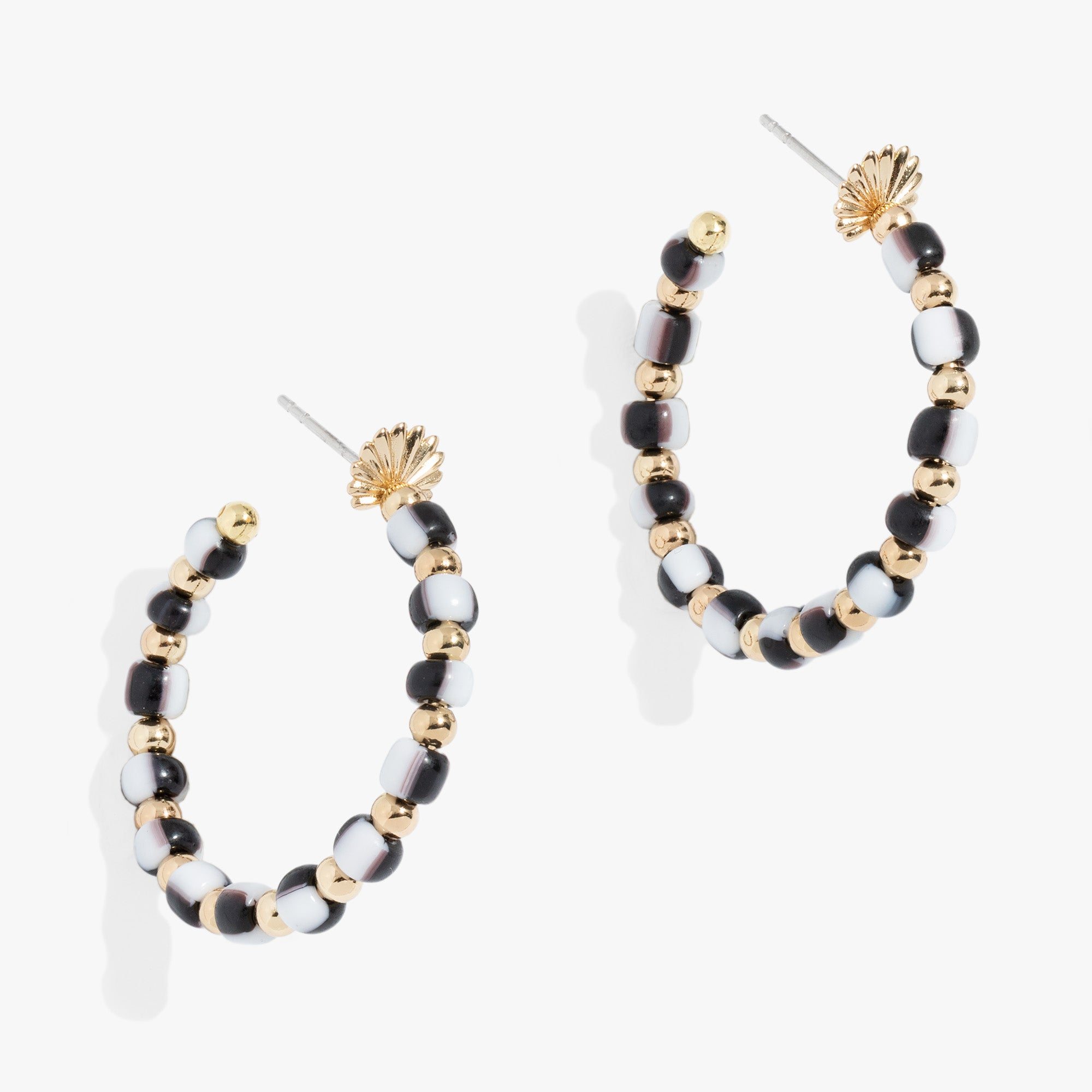 Image of Toile Beaded Hoop Earrings