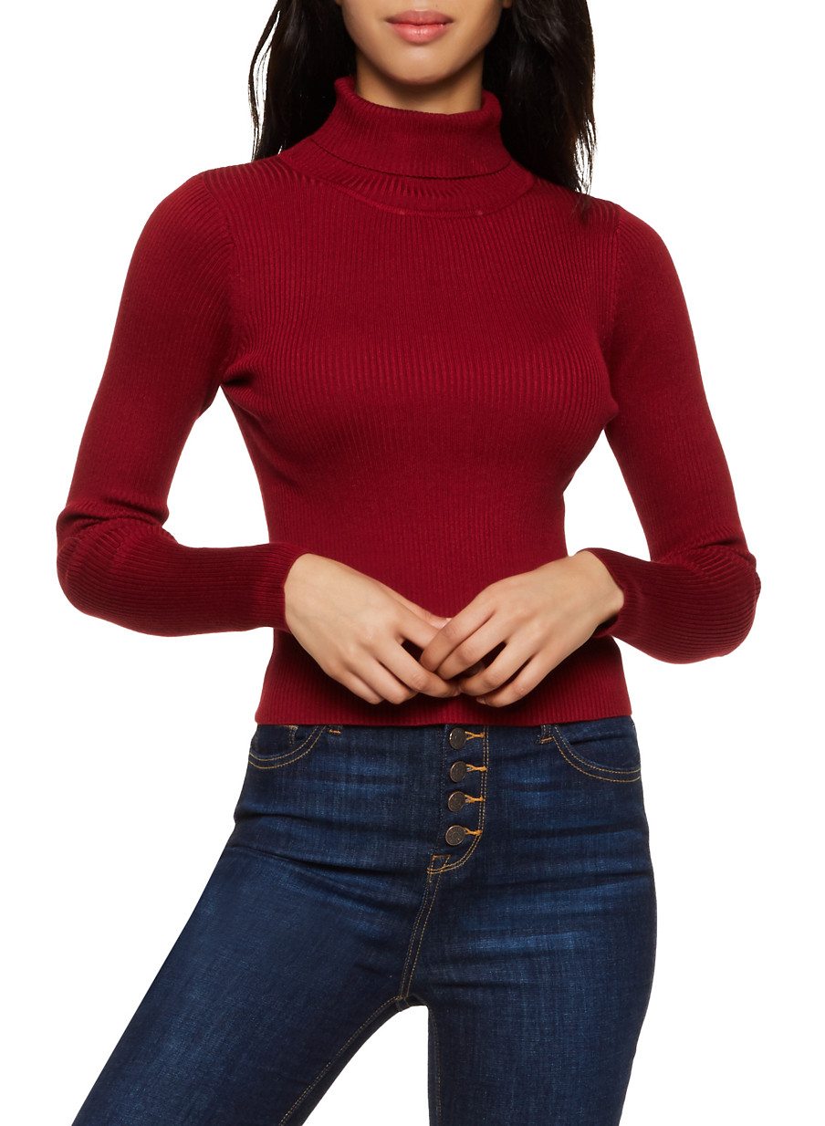 Rib Knit Turtleneck Sweater