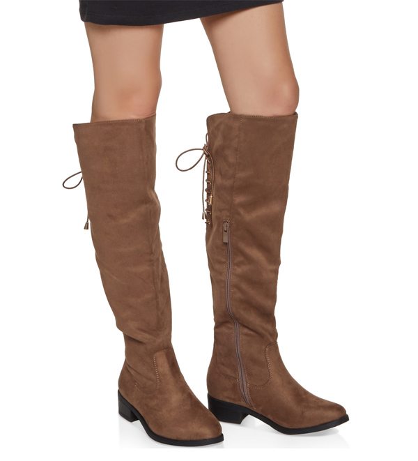 Knee High Lace Up Back Boots