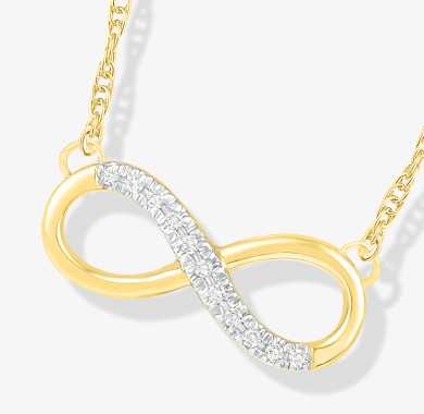 Diamond Infinity Necklace 1/20 ct tw Round-cut 10K Yellow Gold 18.5''