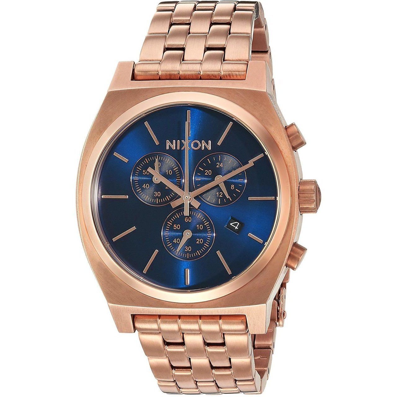 Nixon Time Teller Chrono All Rose Gold Navy Sunray