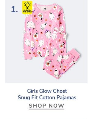 Girls Glow Ghost Snug Fit Cotton Pajamas