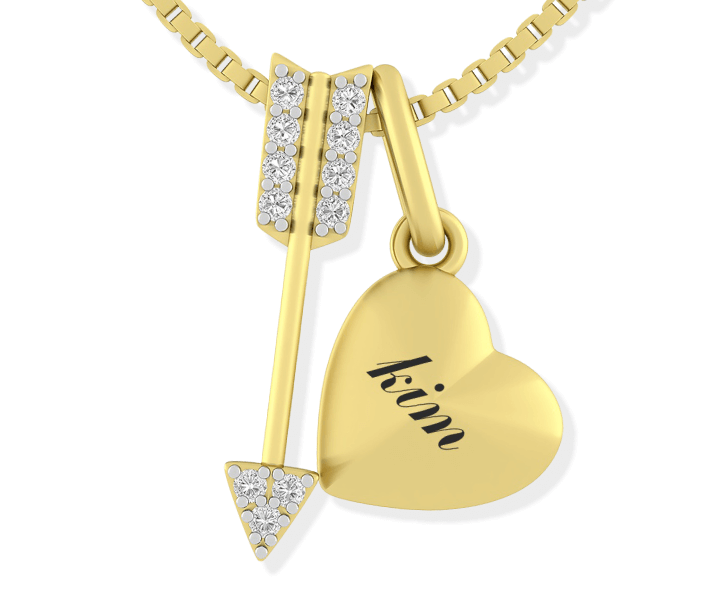 Personalized Arrow and Heart Necklace