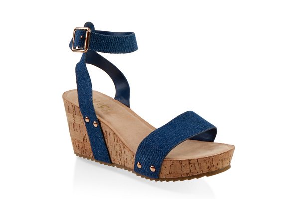 Ankle Strap Cork Wedge Sandals