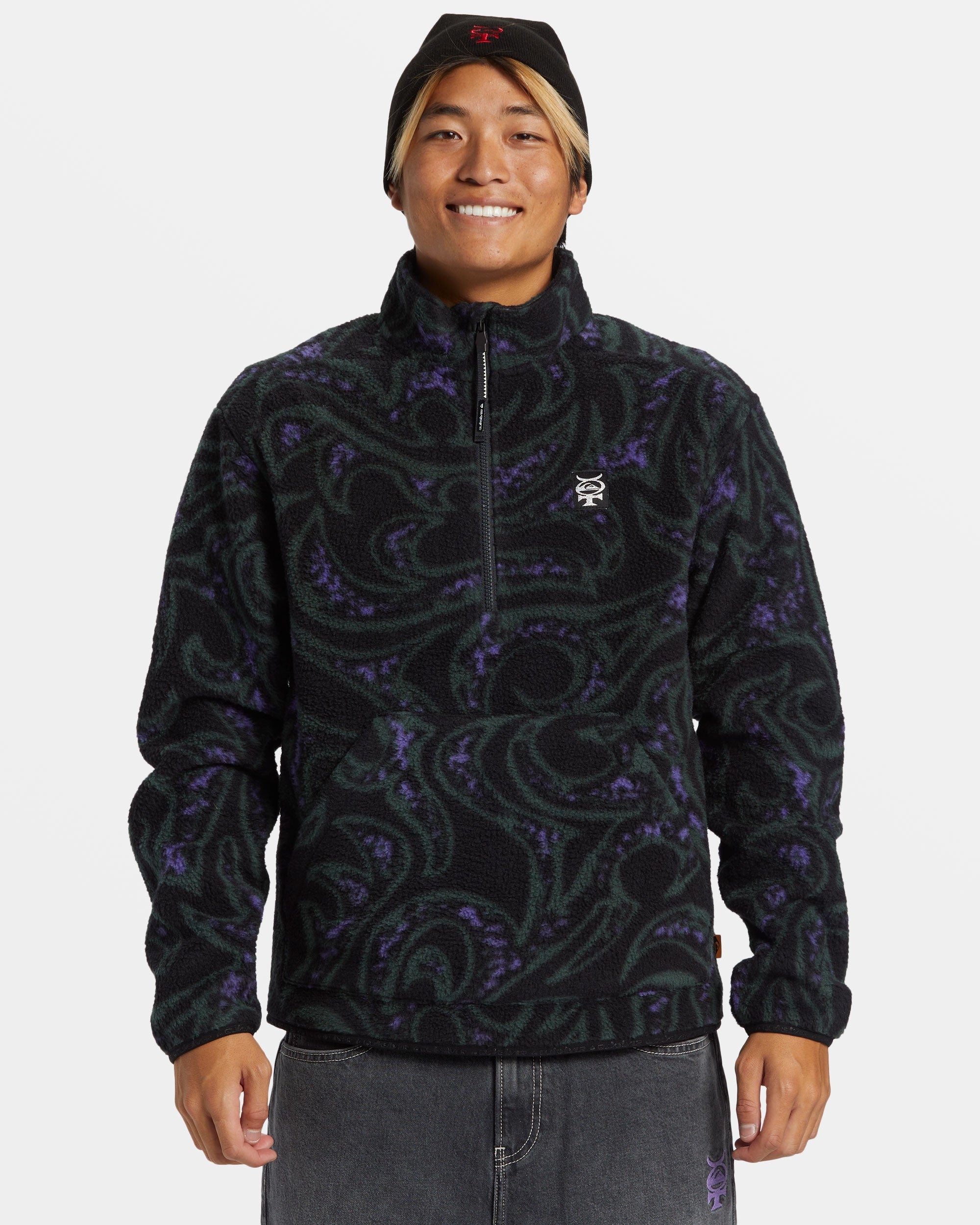 Image of Mercury Half-Zip Sweatshirt - Mercury Sherpa- Black