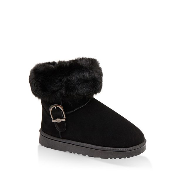 Buckle Detail Sherpa Lined Boots