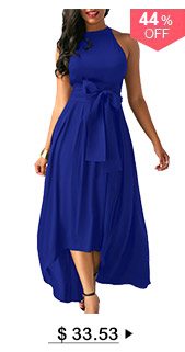 Royal Blue Cardigan and Belted Asymmetric Hem Dress