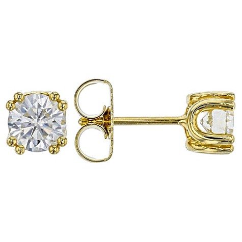 Moissanite 14k Yellow Gold Over Sterling Silver Stud Earrings 1.00ctw DEW