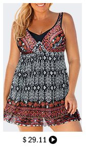 V Neck Keyhole Back Plus Size Swimdress and Shorts