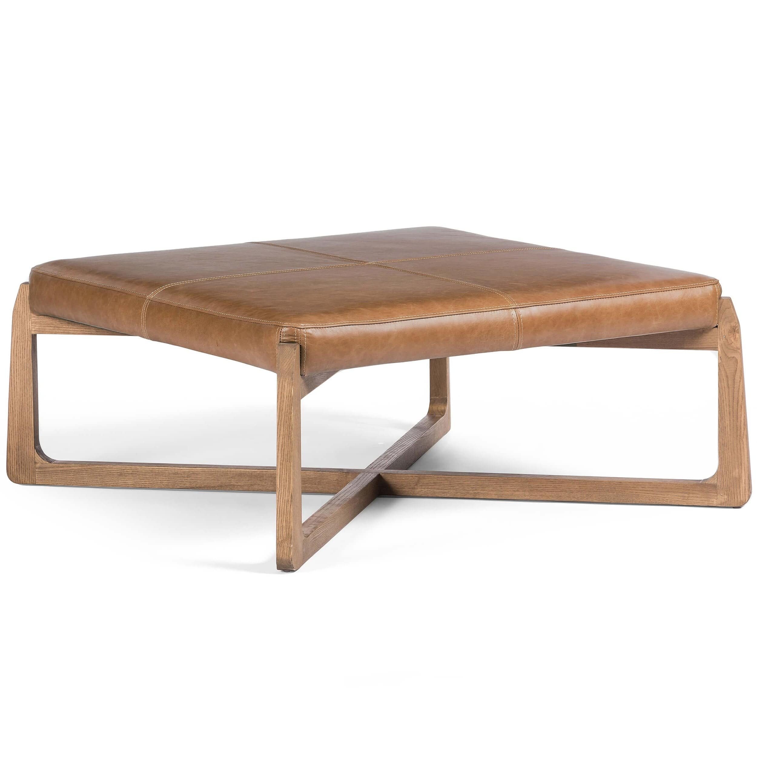 Image of Roscoe Leather Ottoman, Sonoma Butterscotch