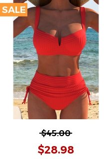 Tie Red Square Neck Bikini Set