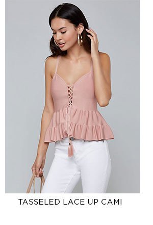 Tasseled Lace Up Cami