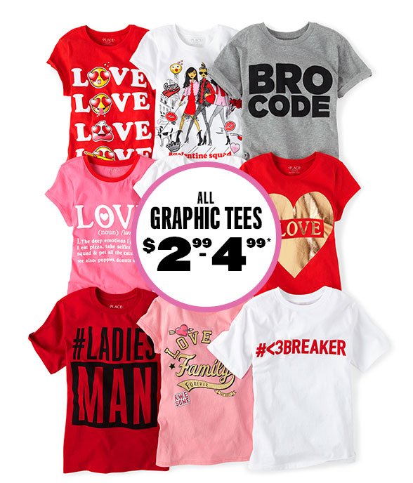 All Graphic Tees $2.99 to $4.99