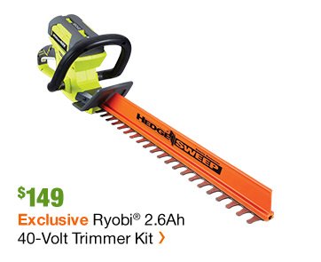 $149 EXCLUSIVE RYOBI 2.6AH 40-VOLT TRIMMER KIT