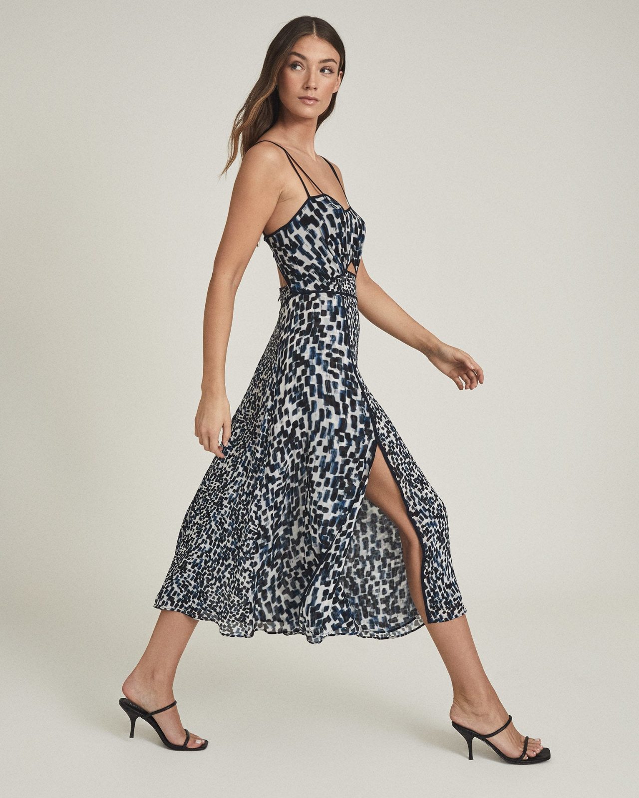 Nerissa Blue Printed Midi Dress