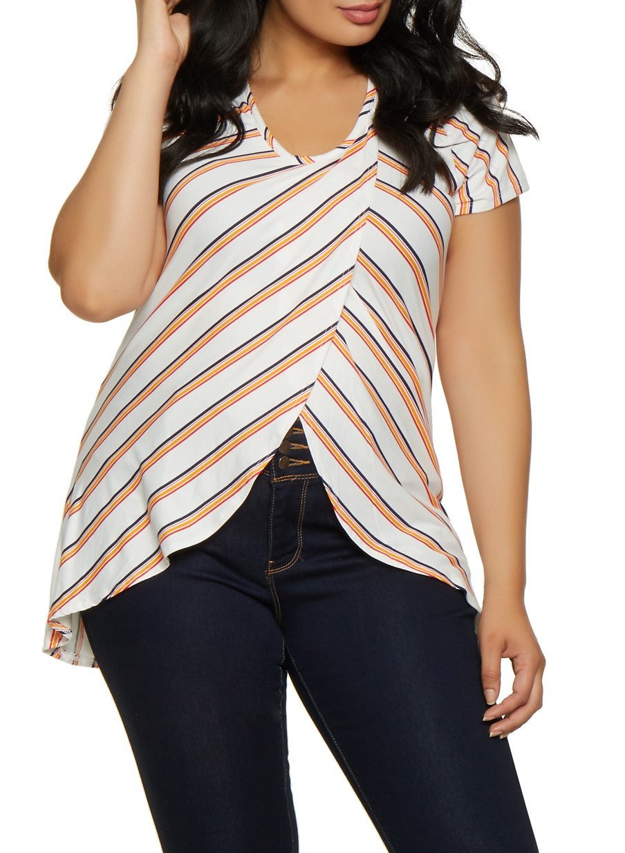 Plus Size Striped Tulip Hem Top