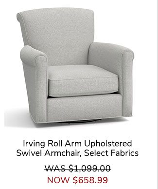 Irving Roll Arm Upholstered Swivel Armchair
