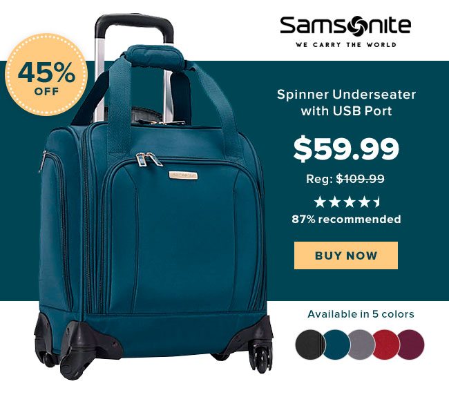 samsonite spinner underseater with usb port