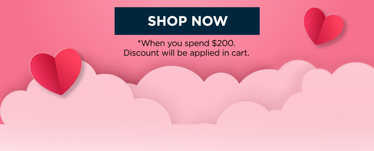 Shop Now link. *When you spend $200. Discount will be applied in cart.