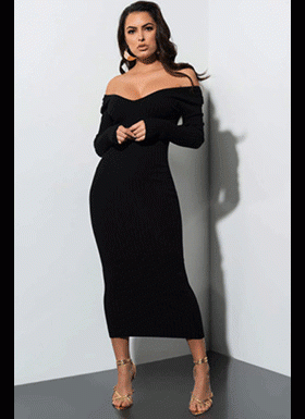 You And Me Long Ribbed Sweater Dress