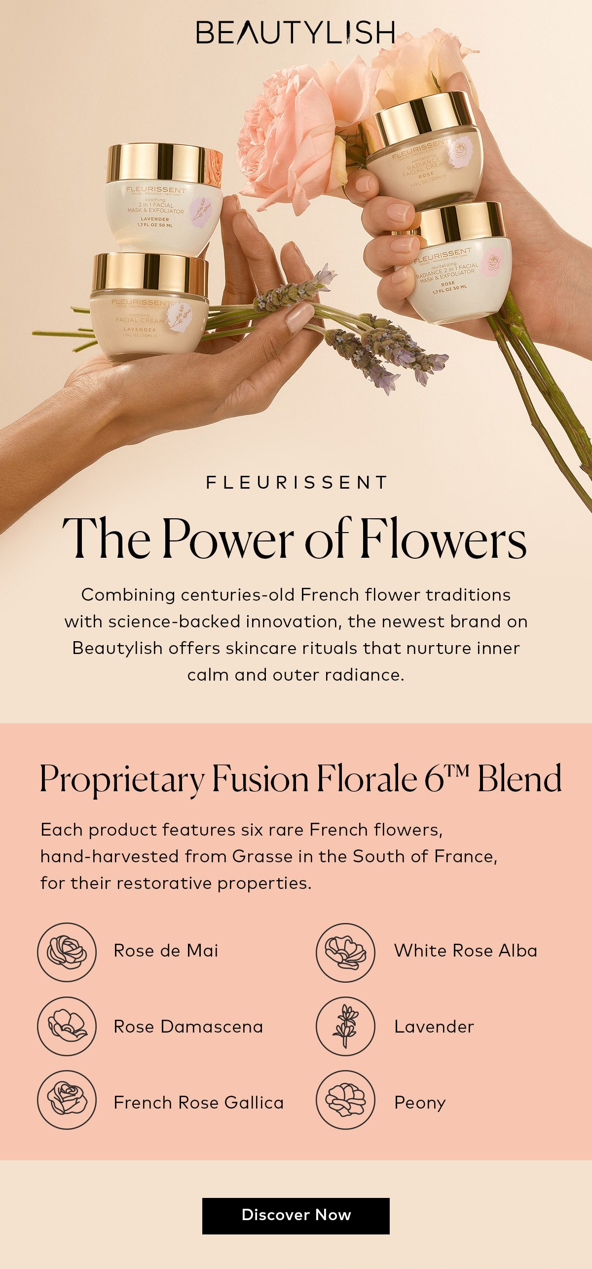 Combining centuries-old French flower traditions with science-backed innovation, Fleurissent crafts skincare rituals powered by rare French flowers to nurture inner calm and outer radiance. Shop Fleurissent on Beautylish.com