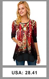 Christmas Print Long Sleeve Round Neck T Shirt