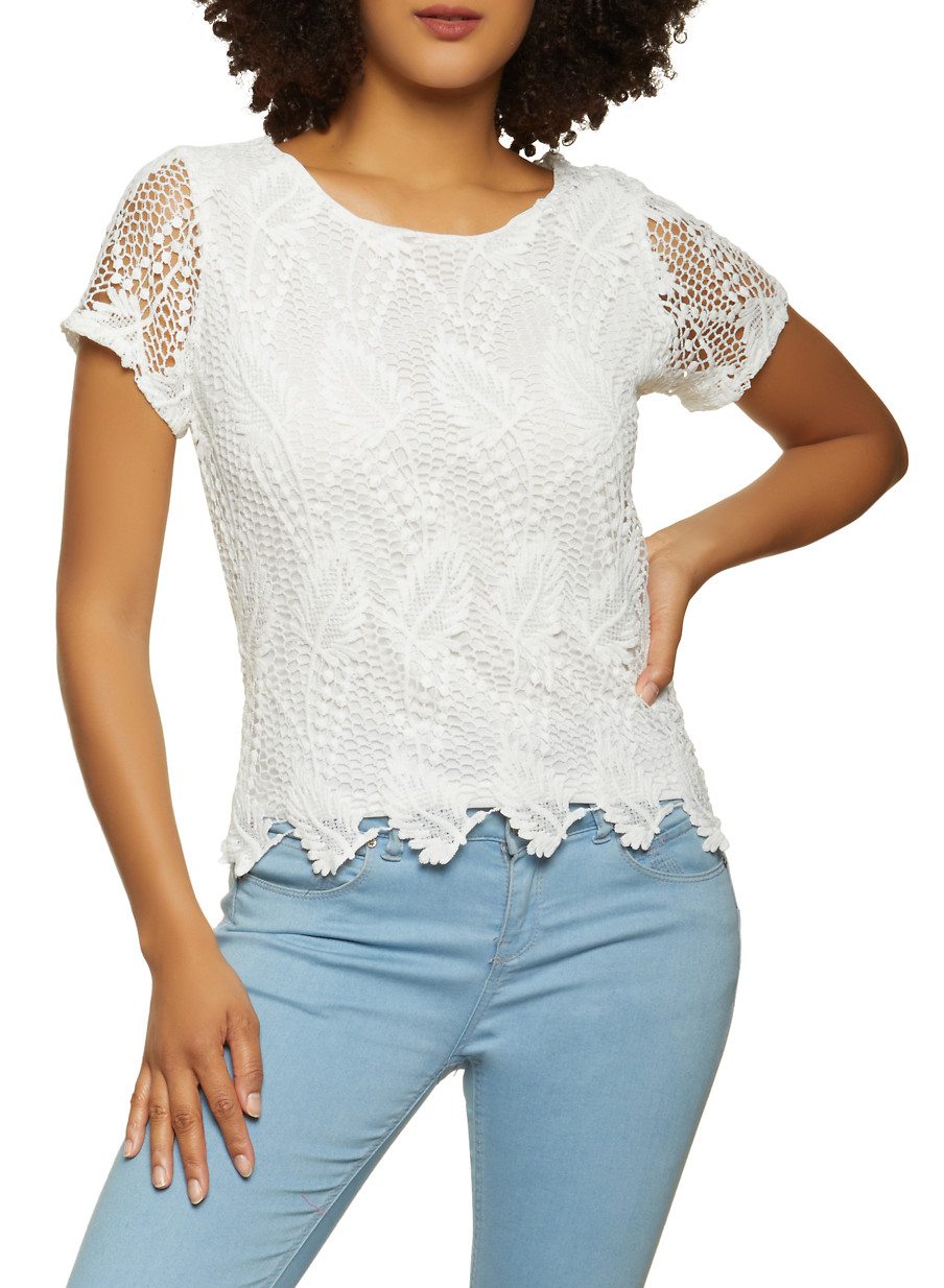 Leaf Pattern Crochet Top