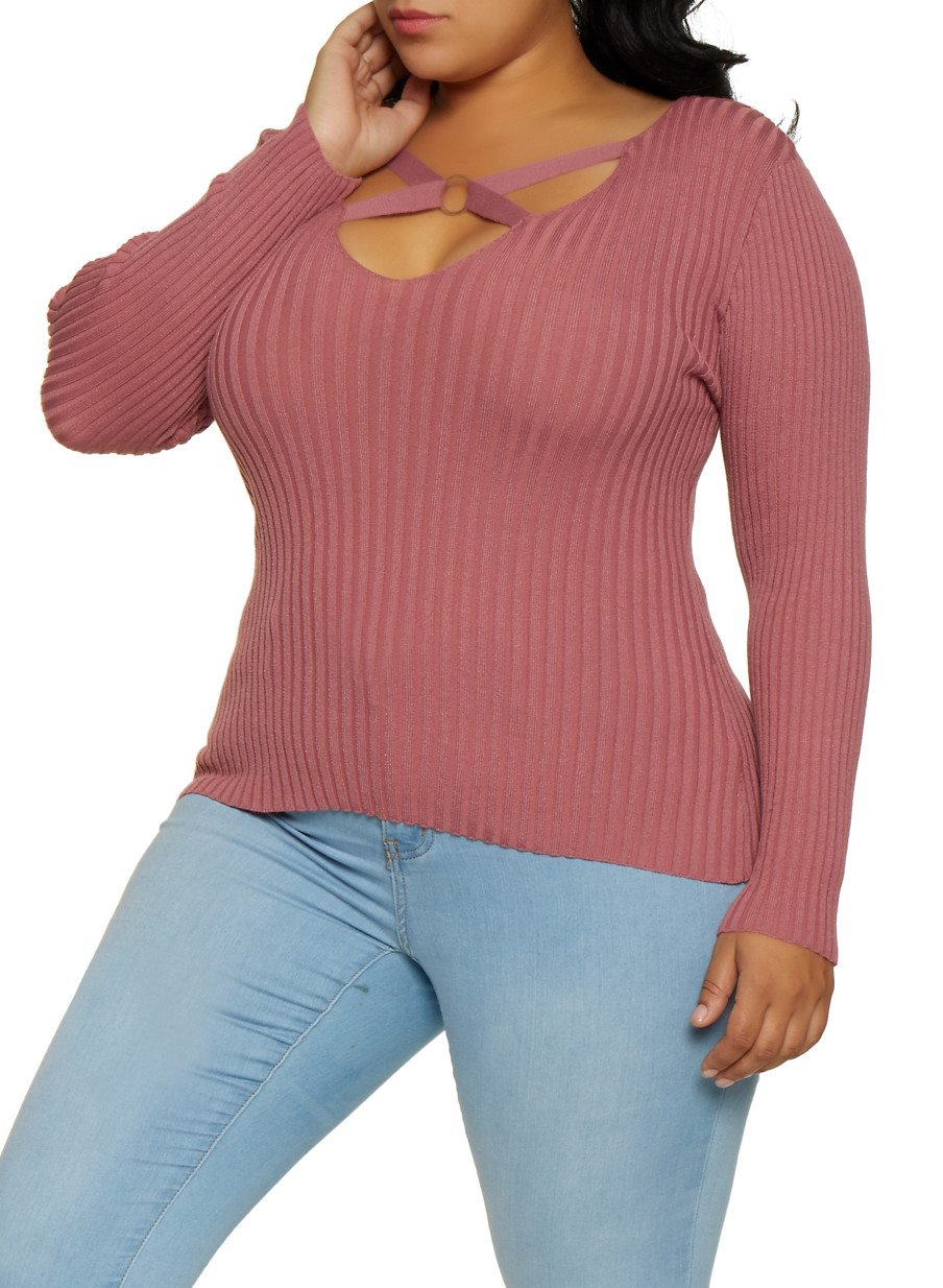 Plus Size O Ring Detail Sweater