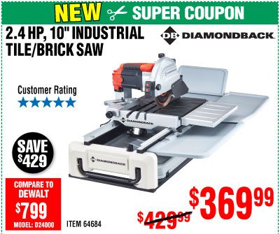 View 10 in. 2.4 HP Heavy Duty Wet Tile Saw with Sliding Table