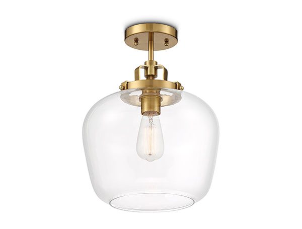 Kenna 12 1/4" Wide Gold with Clear Glass Ceiling Light