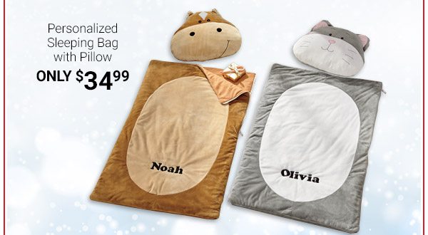 Personalized Sleeping Bag with Pillow Only $34.99