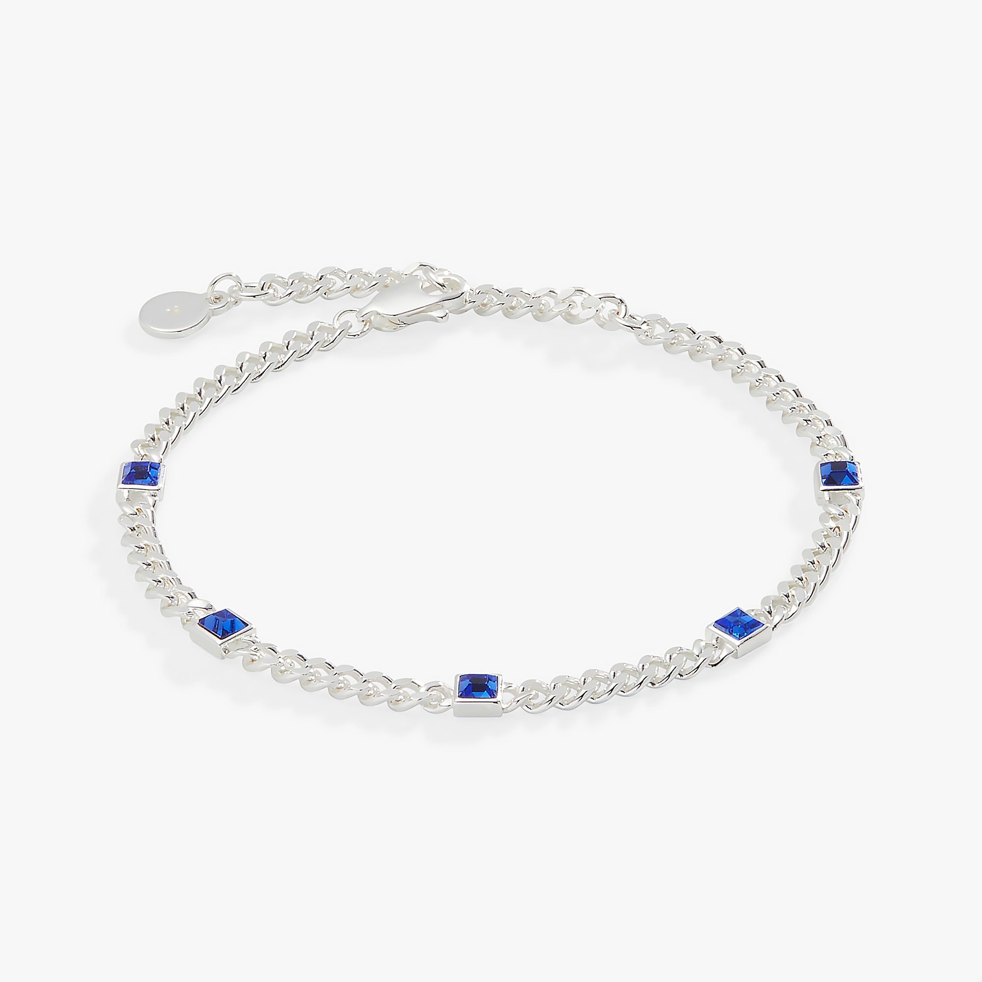 Sapphire Curb Chain Bracelet, September Birthstone