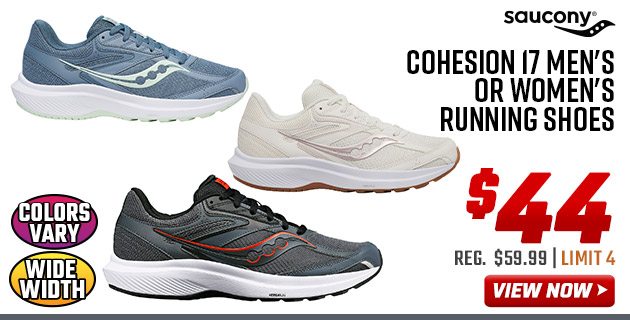 Saucony Cohesion 17 Men's or Women's Running Shoes