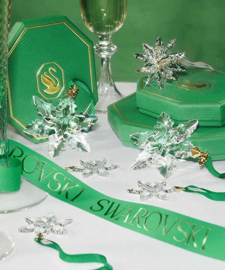 Swarovski Annual Edition Ornaments with green boxes