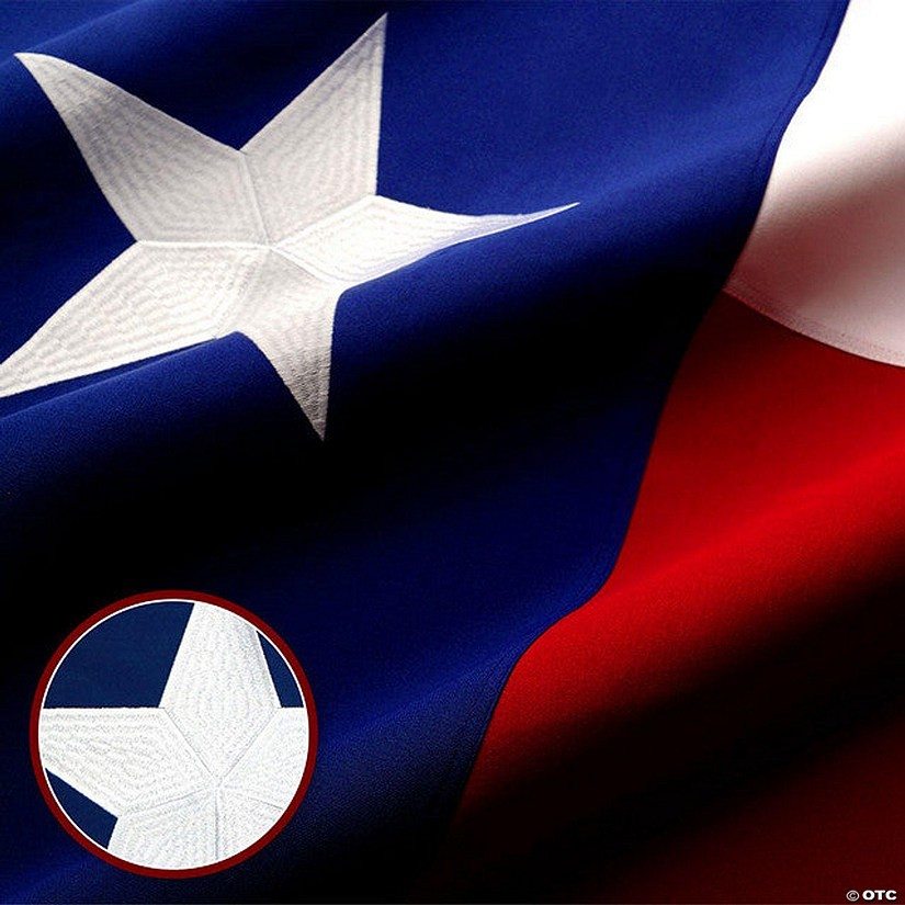 G128 - Texas State Flag 4x6ft Embroidered Stars Sewn Stripes Heavy Duty 220GSM Tough Spun Polyester Quality with Brass Grommets