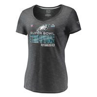 Women's Philadelphia Eagles NFL Pro Line by Fanatics Branded Heathered Charcoal Super Bowl LII Champions Trophy Collection Locker Room T-Shirt