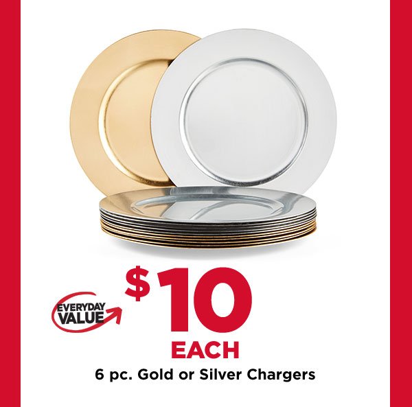 6 pk. Gold or Silver Chargers