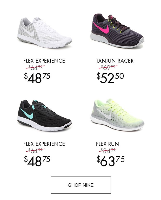 FLEX EXPERIENCE $48.75 | TANJUN RACER $52.50 | FLEX EXPERIENCE $48.75 | FLEX RUN $63.75 | SHOP NIKE