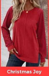 Red Patchwork Long Sleeve Round Neck Sweatshirt