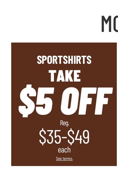 Take $5 Off Sportshirts