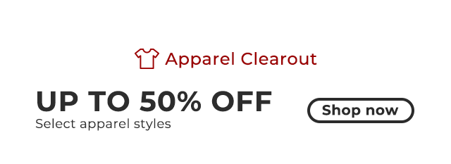 Up to 50% off select apparel styles
