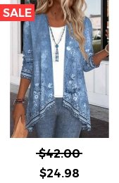 Denim Blue Patchwork Floral Print Long Sleeve Light Cardigan