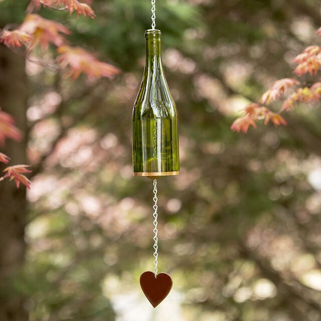 Upcycled Wine Bottle Heart Chime