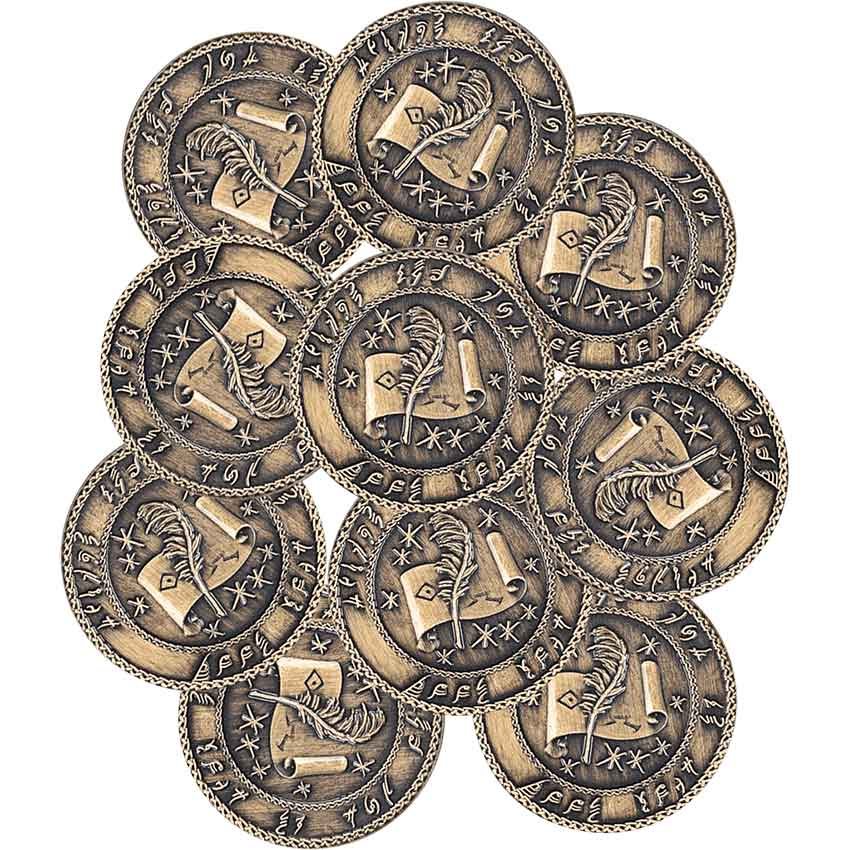 Image of Set of 10 Gold Elven LARP Coins