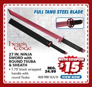 Hero's Edge 27'' Ninja Sword with Round Tsuba & Sheath