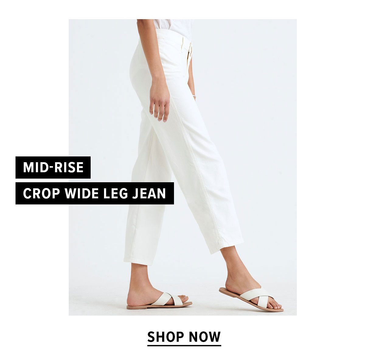 Mid Rise Crop Wide Leg Jean