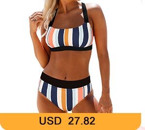 Tie Back Multicolor Striped Bikini Set 